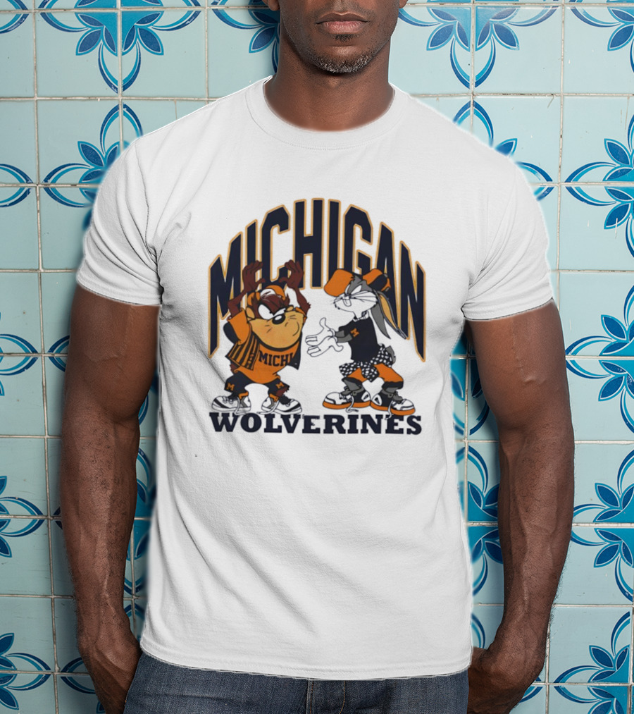 Michigan Wolverines Basketball Tasmanian Devil Bugs Bunny Crossover T-Shirt