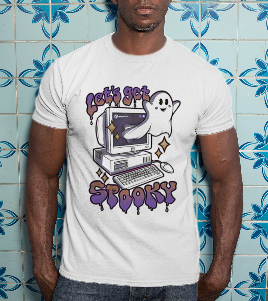 Let's Get Spooky Ghost Computer Halloween T-Shirt