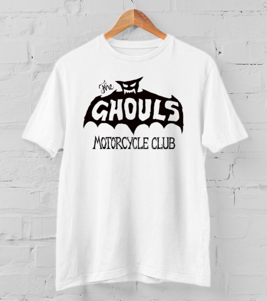 The Ghouls Biker Club Creepy Bat Logo Vintage Theme T-Shirt
