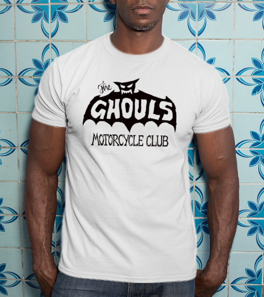 The Ghouls Biker Club Creepy Bat Logo Vintage Theme T-Shirt