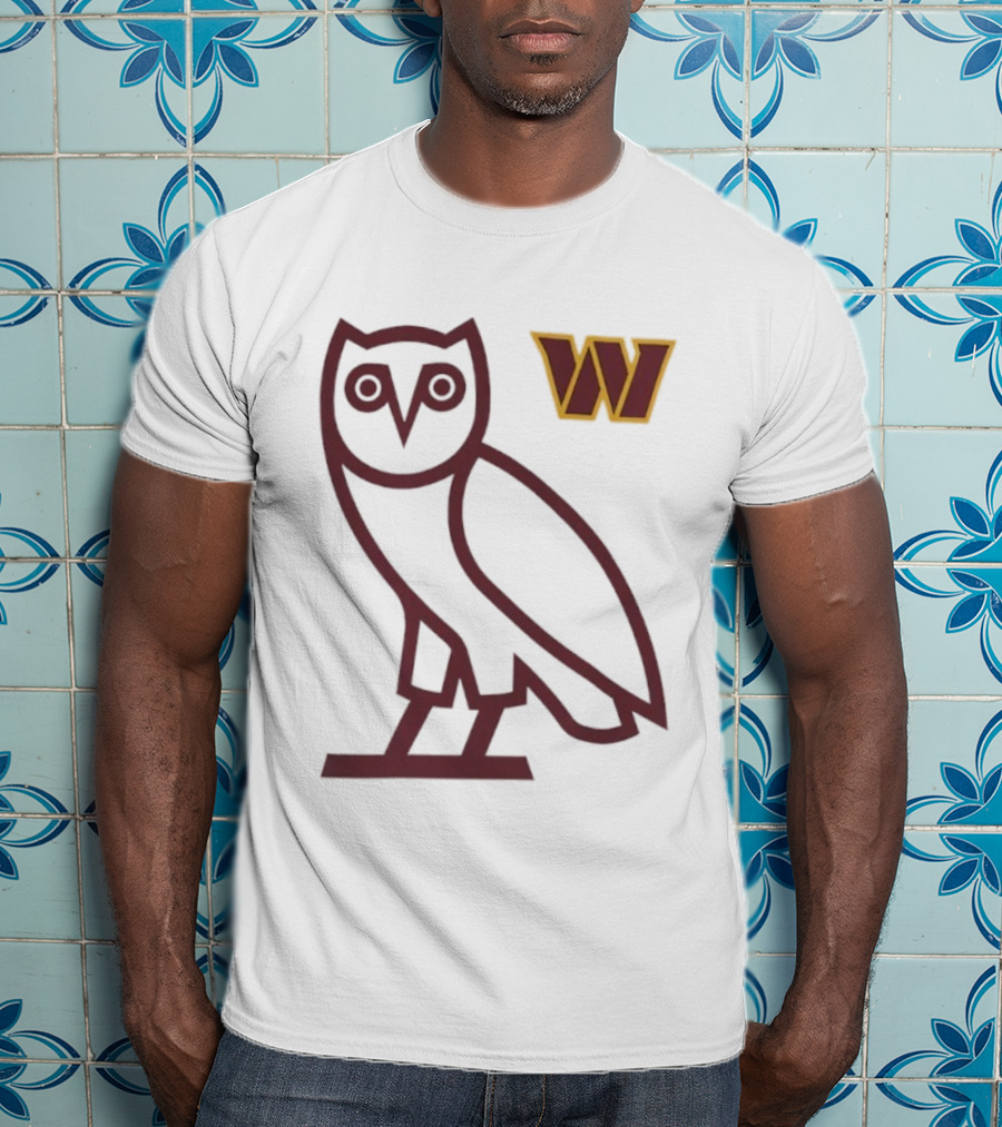 Washington Commanders OVO NFL Collaboration Owl W Logo T-Shirt