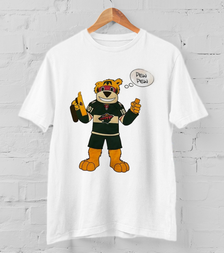 Minnesota Wild Mascot Nordy Pew Pew Hockey T-Shirt