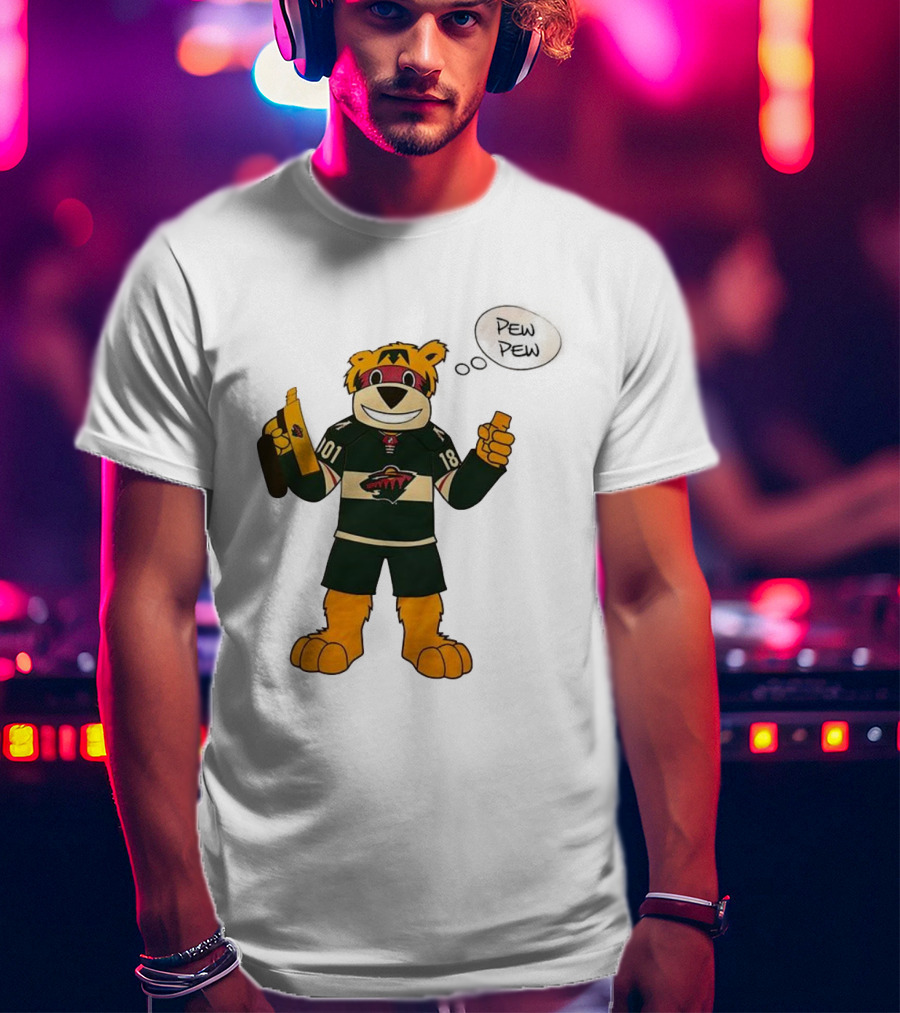 Minnesota Wild Mascot Nordy Pew Pew Hockey T-Shirt
