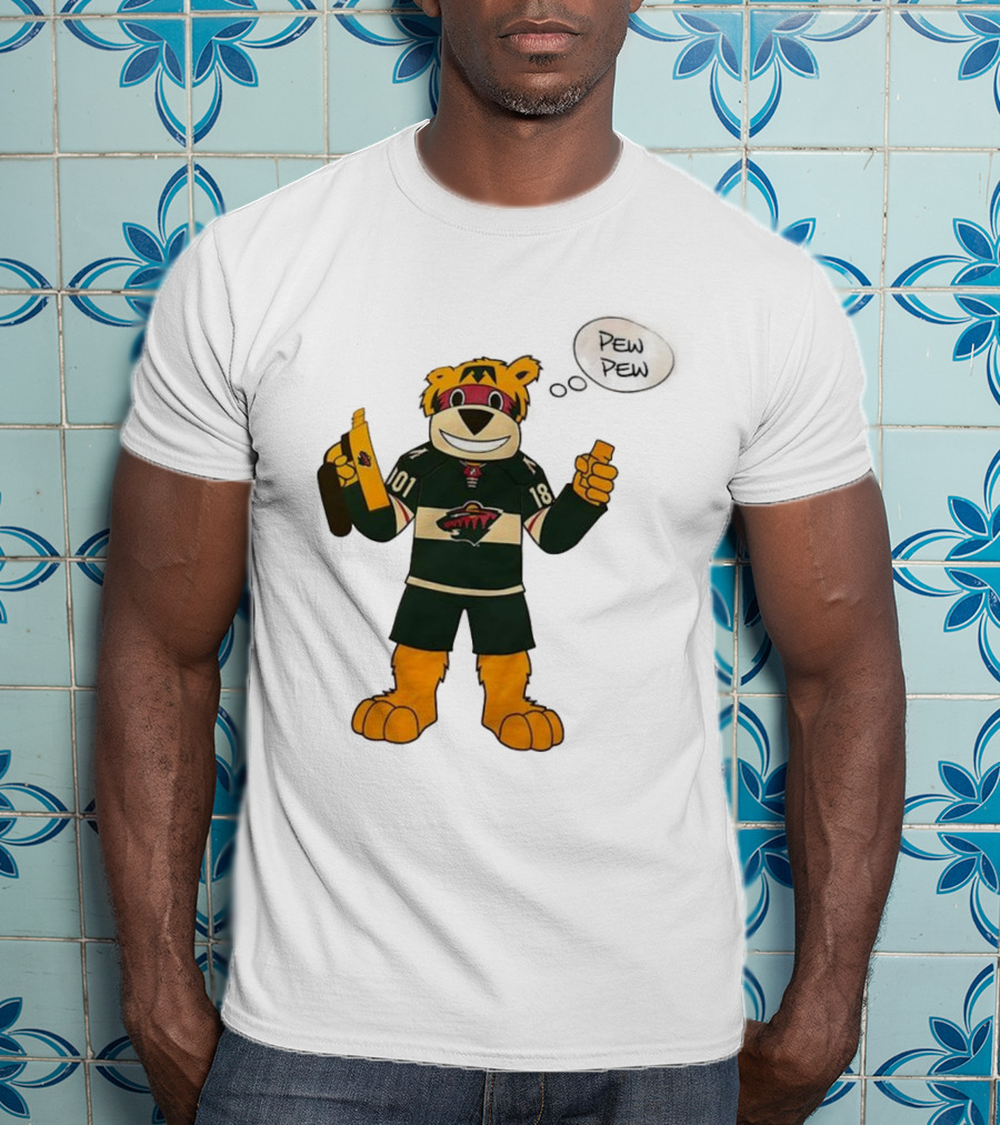 Minnesota Wild Mascot Nordy Pew Pew Hockey T-Shirt