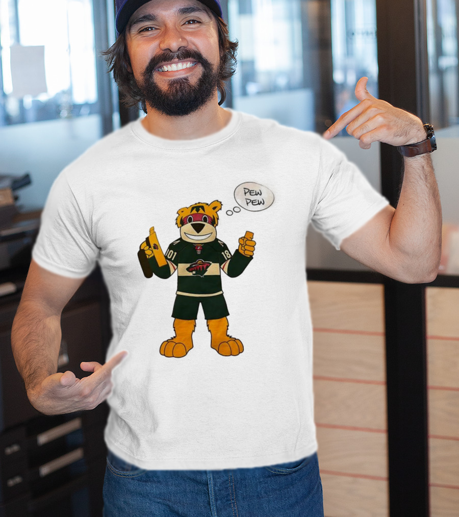 Minnesota Wild Mascot Nordy Pew Pew Hockey T-Shirt