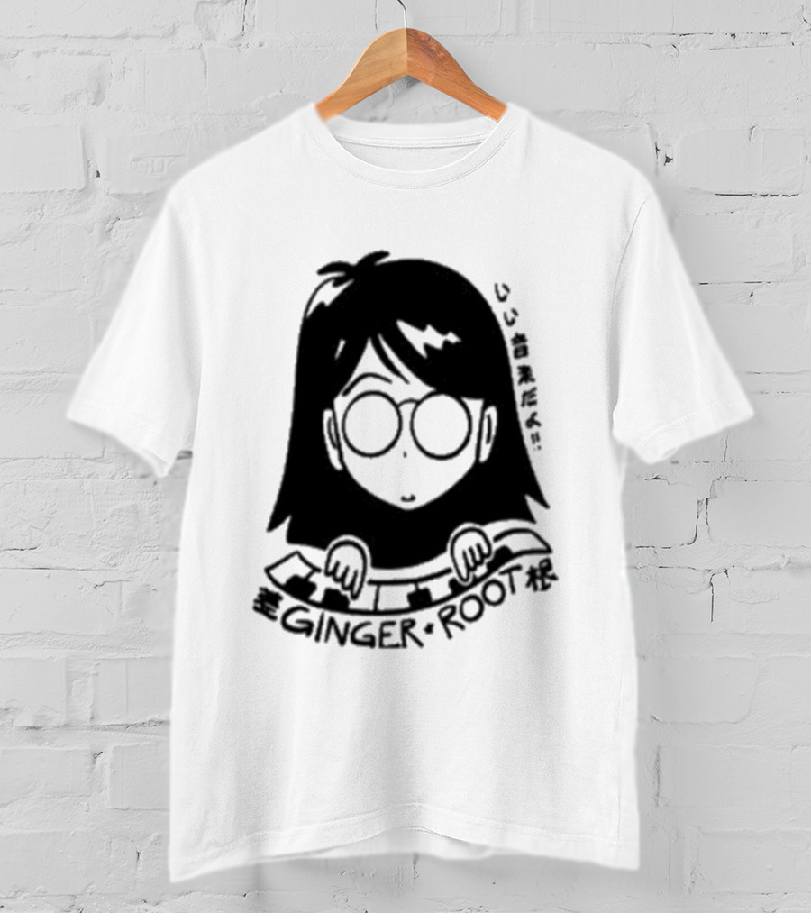 Ginger Root Cam Face Character Illustration T-Shirt