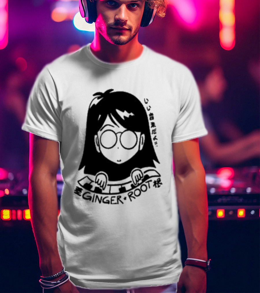 Ginger Root Cam Face Character Illustration T-Shirt