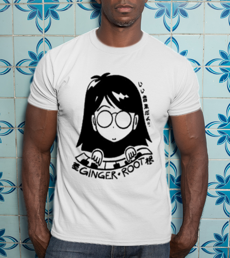 Ginger Root Cam Face Character Illustration T-Shirt