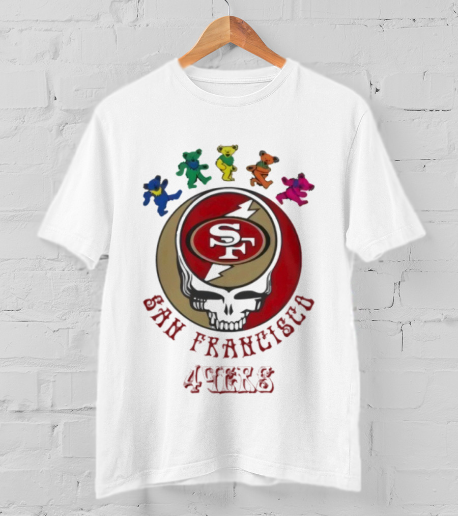 San Francisco 49ers Grateful Dead Dancing Bears Skull Collaboration T-Shirt