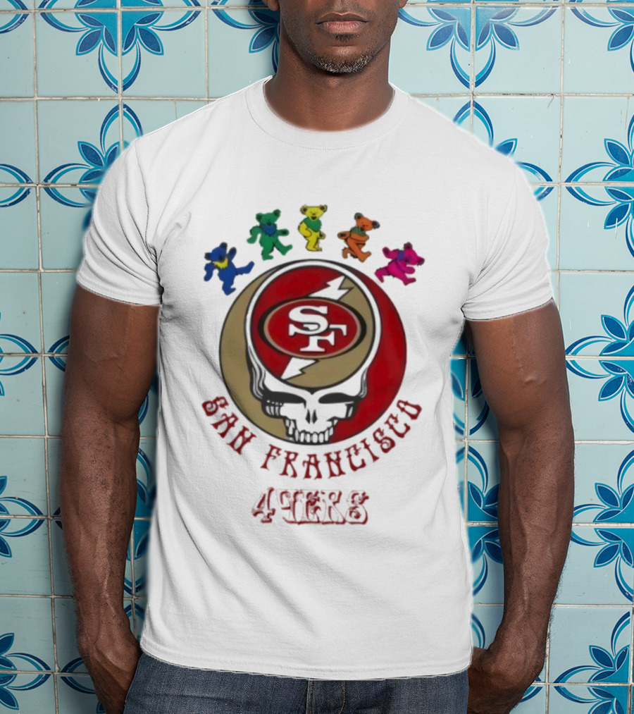 San Francisco 49ers Grateful Dead Dancing Bears Skull Collaboration T-Shirt