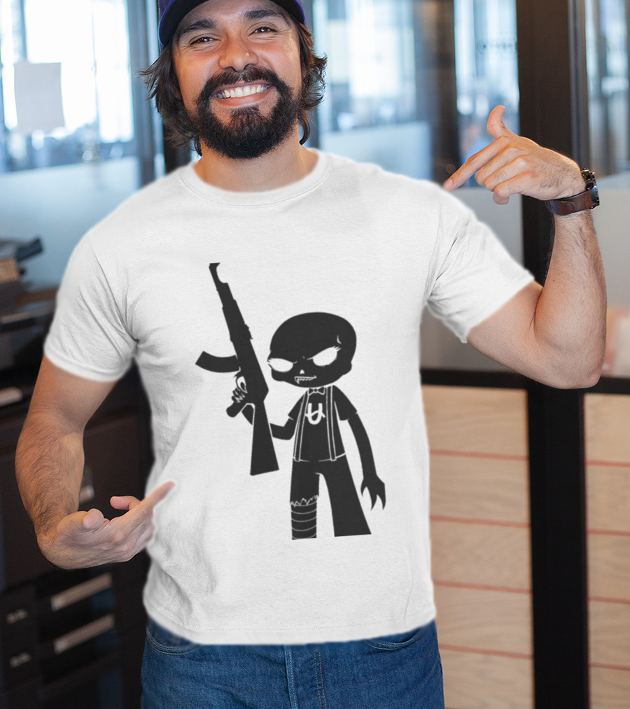 Homestuck Caliborn Character U Symbol Black Silhouette With Weapon T-Shirt