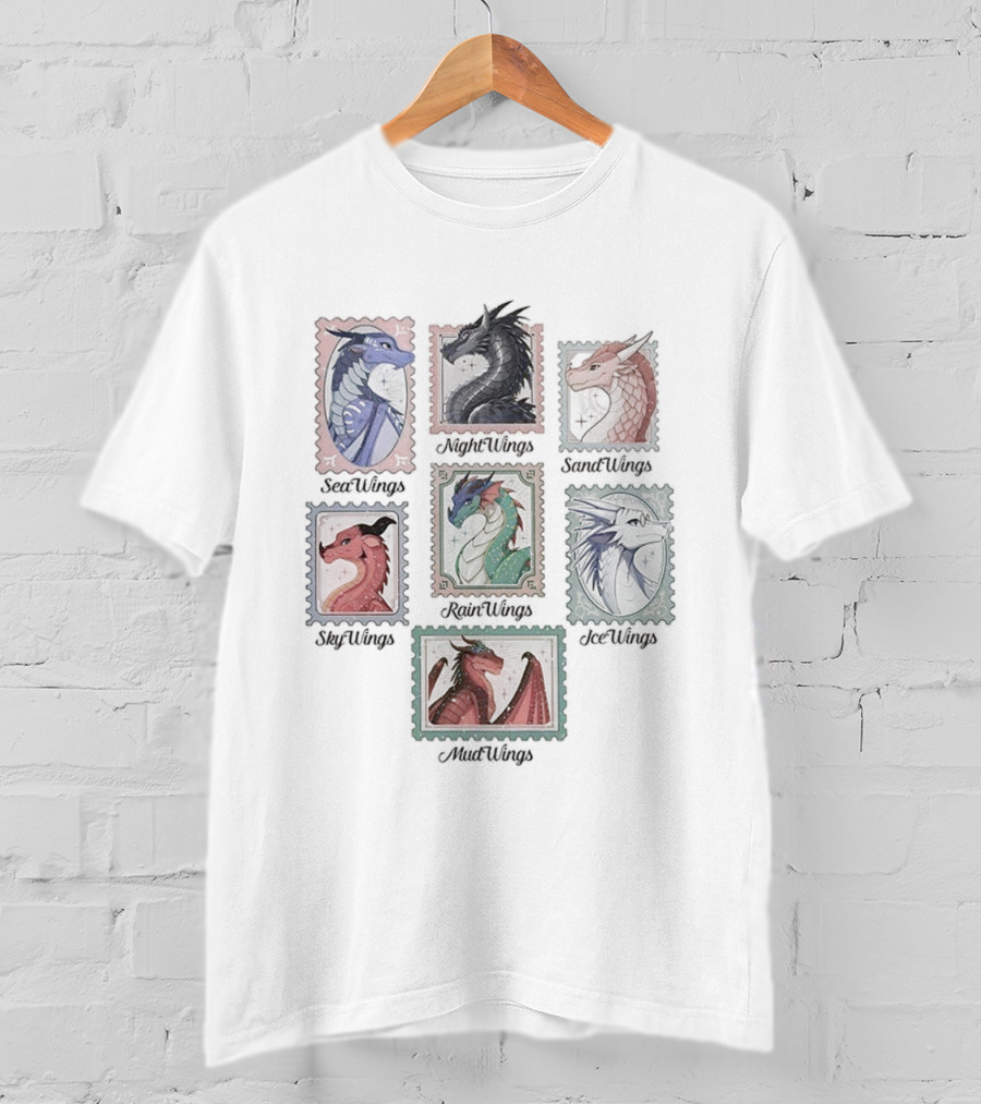 Wings Of Fire Dragon Stamps SeaWing NightWing SandWing SkyWing RainWing IceWing MudWing Fan Collection T-Shirt