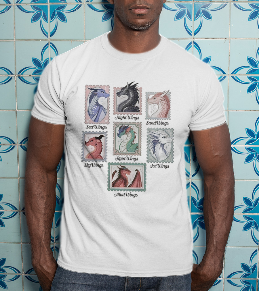 Wings Of Fire Dragon Stamps SeaWing NightWing SandWing SkyWing RainWing IceWing MudWing Fan Collection T-Shirt
