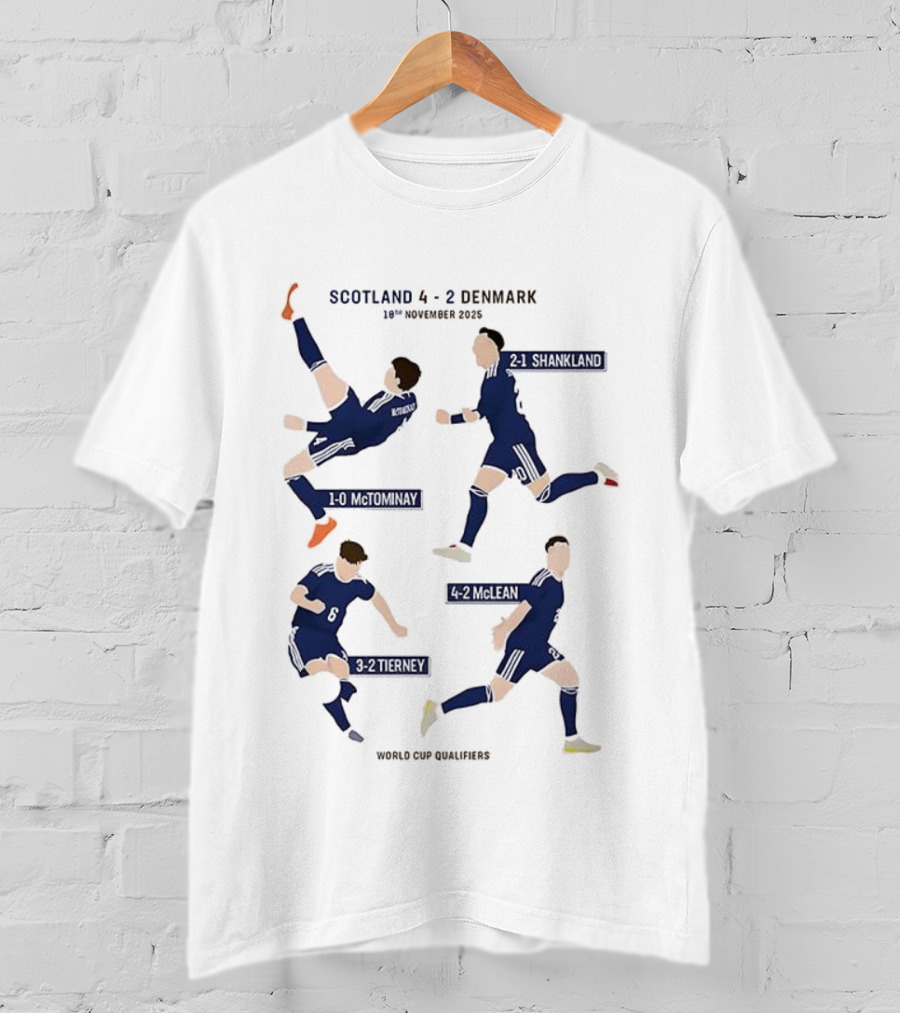 Scotland 4-2 Denmark World Cup Qualifiers 16th November 2025 Players’ Goals T-Shirt