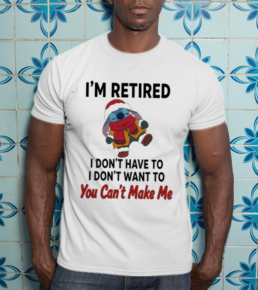 Stitch I'm Retired You Can't Make Me Cozy Winter Outfit T-Shirt