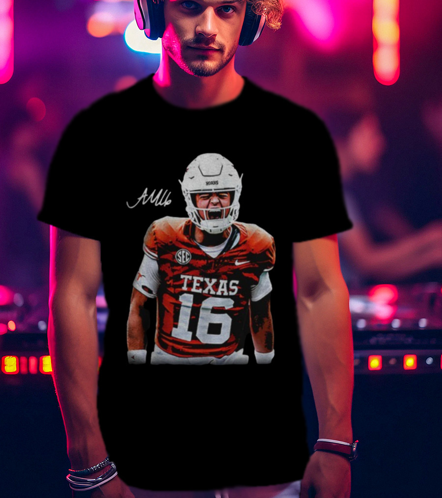 Texas Longhorns Football Arch Manning SEC Shout 16 Signature T-Shirt