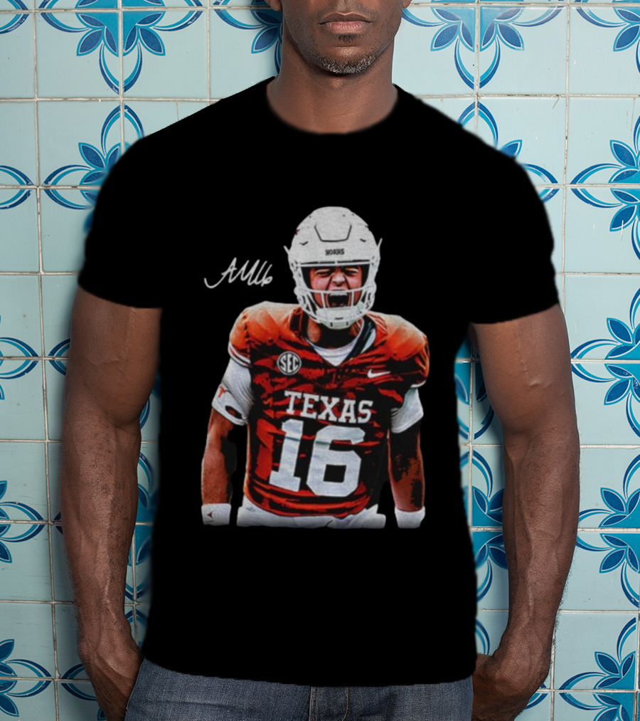 Texas Longhorns Football Arch Manning SEC Shout 16 Signature T-Shirt