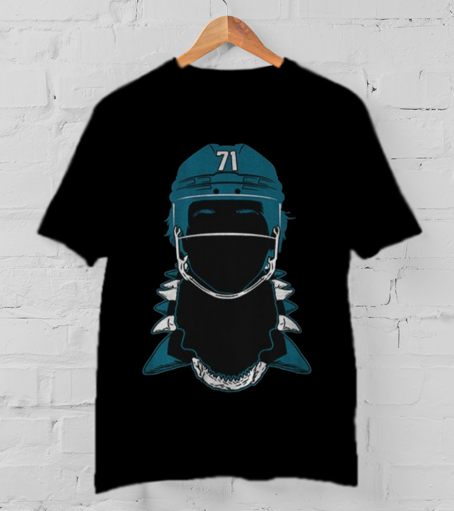 San Jose Sharks Macklin Celebrini 71 Helmet Tooth Necklace NHL T-Shirt