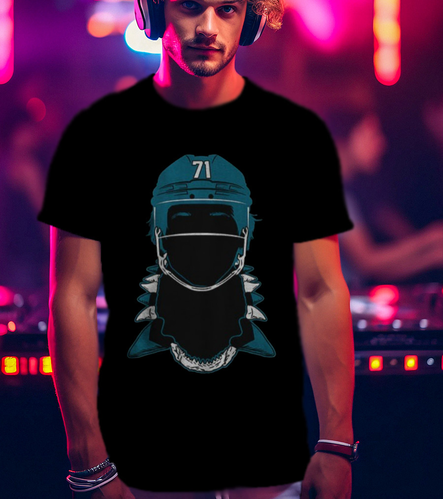 San Jose Sharks Macklin Celebrini 71 Helmet Tooth Necklace NHL T-Shirt