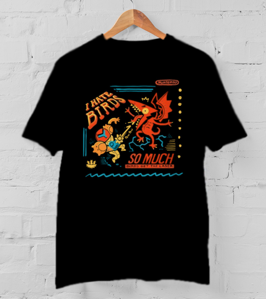Numtemby I Hate Birds So Much Retro Cartoon Showdown Birds Get The Laser T-Shirt