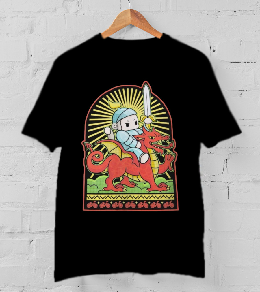 Cdawgva Knight Of Cymru Riding Welsh Dragon With Sword T-Shirt