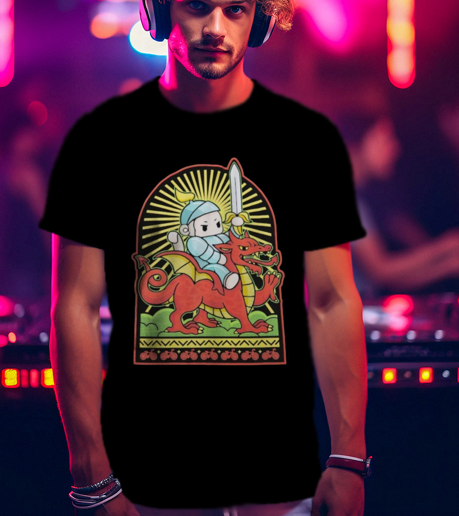 Cdawgva Knight Of Cymru Riding Welsh Dragon With Sword T-Shirt