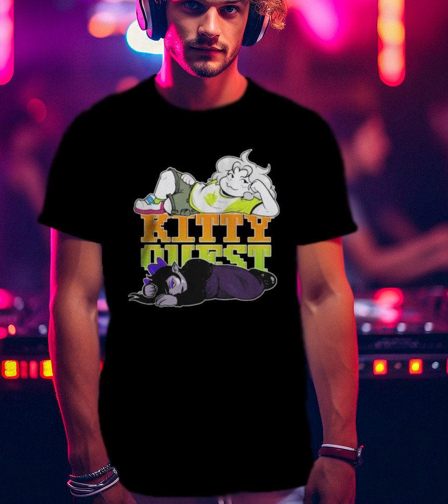 Kitty Quest Playful Characters Relaxing Fun Theme T-Shirt