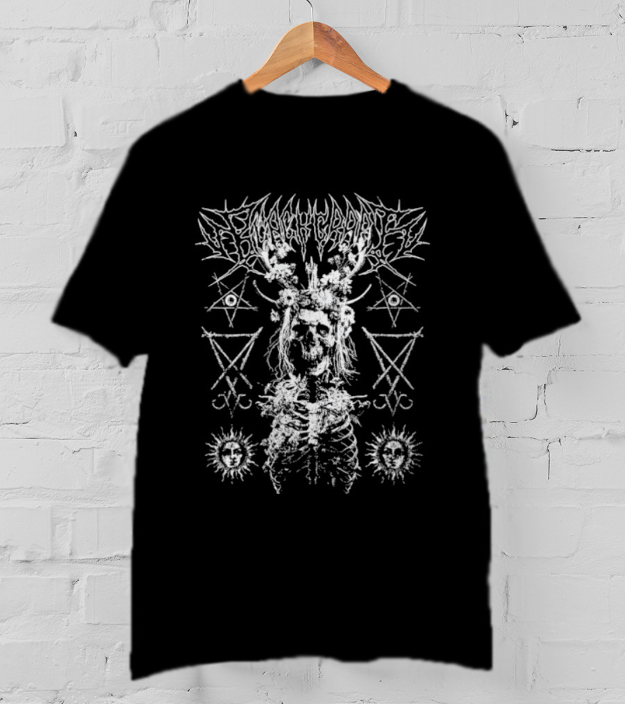 Blackcraft Cult Midsummer Blasphemy Occult Pentagram Symbols Skeleton Art T-Shirt