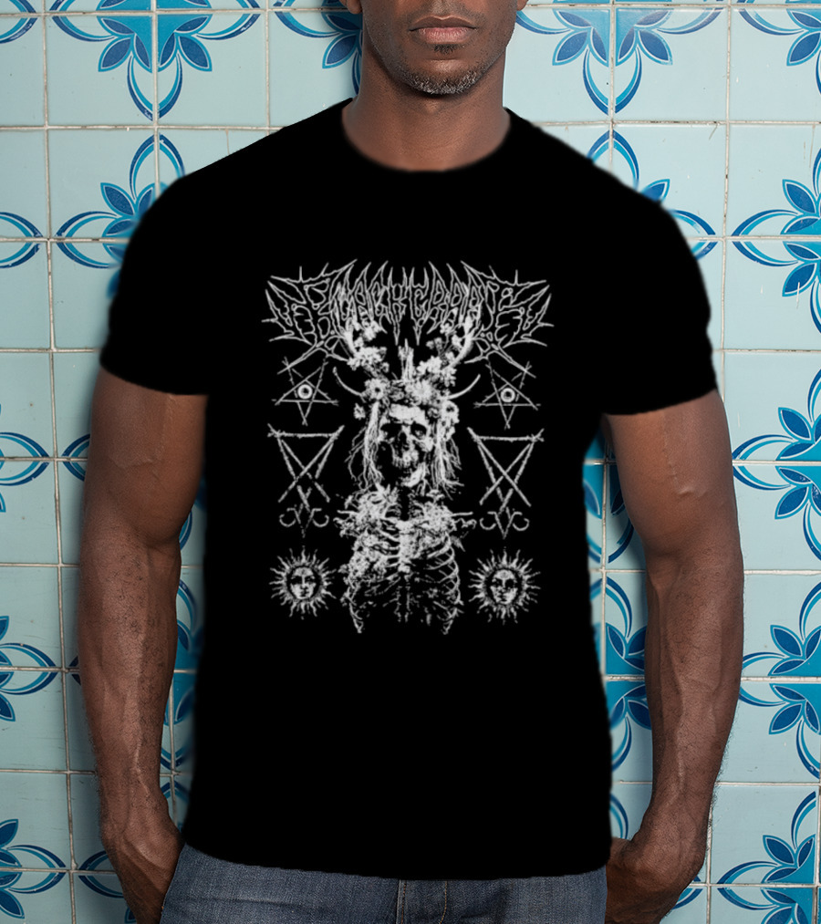 Blackcraft Cult Midsummer Blasphemy Occult Pentagram Symbols Skeleton Art T-Shirt