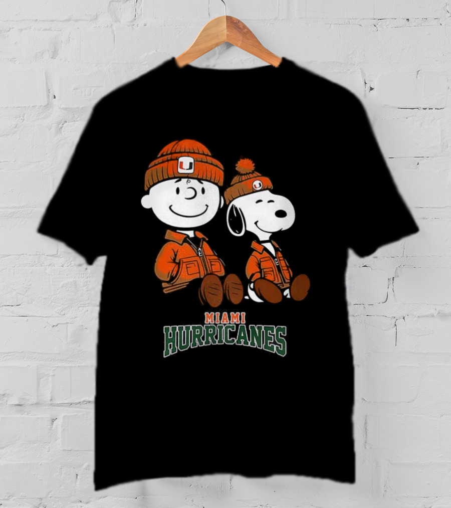 Charlie Brown Snoopy Miami Hurricanes Fan Gear T-Shirt