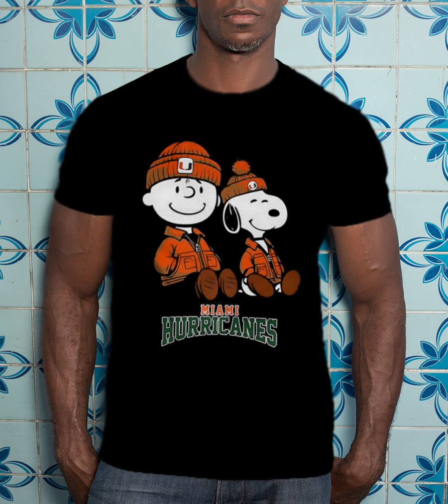 Charlie Brown Snoopy Miami Hurricanes Fan Gear T-Shirt