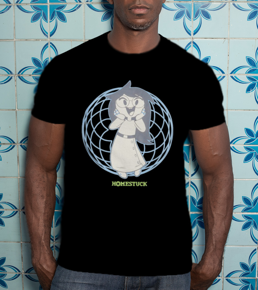 Homestuck Jade Harley With Glasses Inside Blue Grid Circle T-Shirt