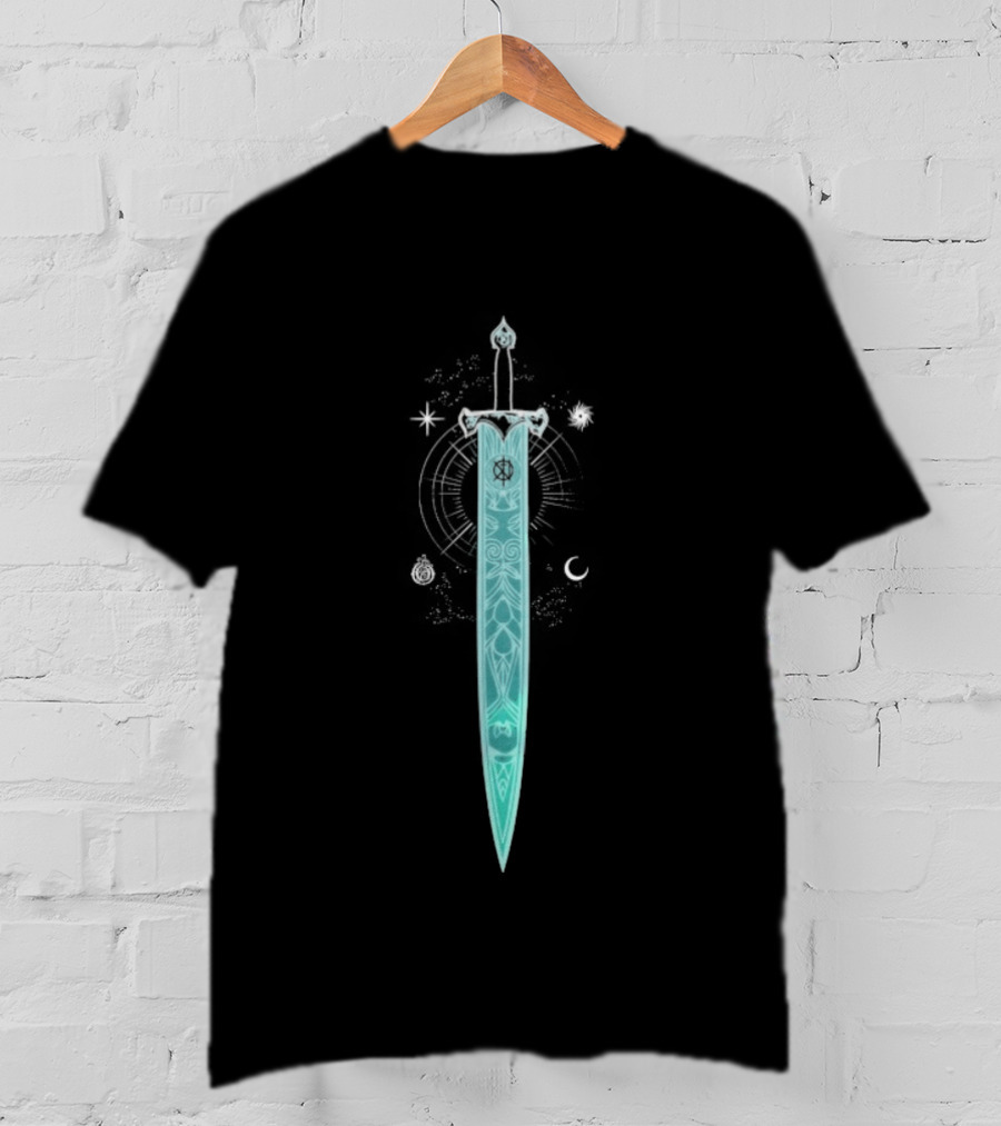 Ophelia Kill The Noise Sword Neon Blue Design T-Shirt