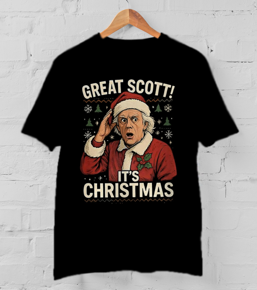 Great Scott Back To The Future It's Christmas Ugly Sweater T-Shirt