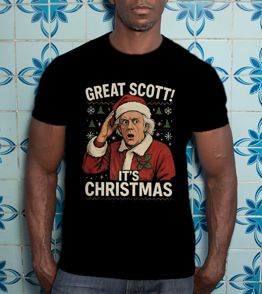 Great Scott Back To The Future It's Christmas Ugly Sweater T-Shirt