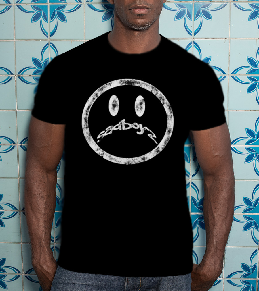 Sad Boyz Frown Distressed Grunge Aesthetic Emo Emoticon T-Shirt