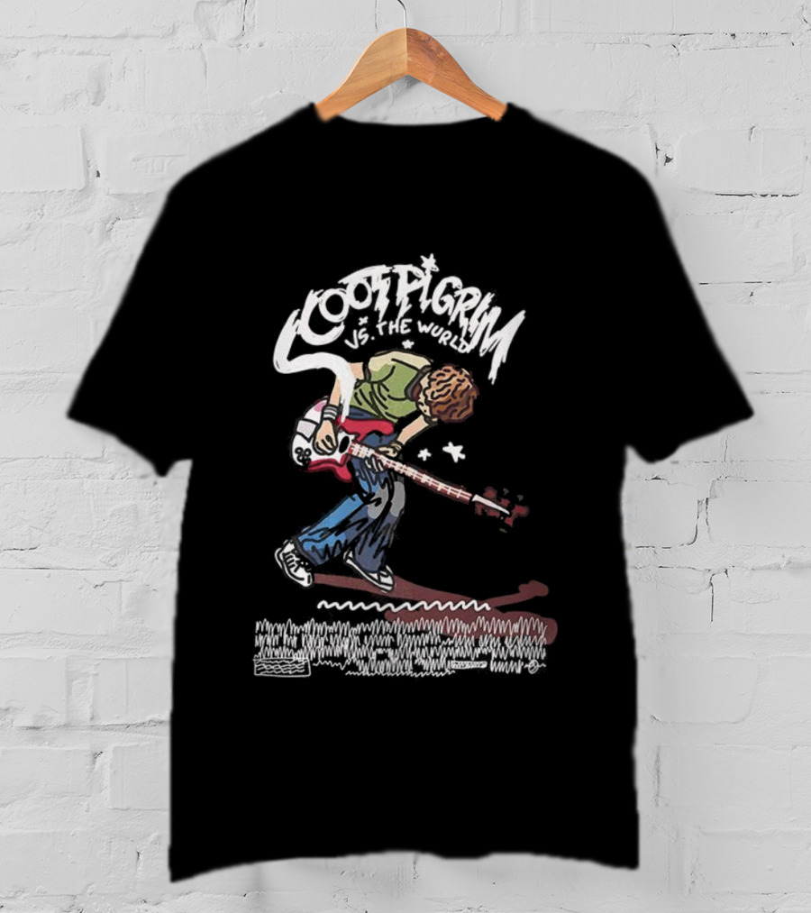 Scott Pilgrim Vs The World Cartoon Rocking Guitar Scene T-Shirt