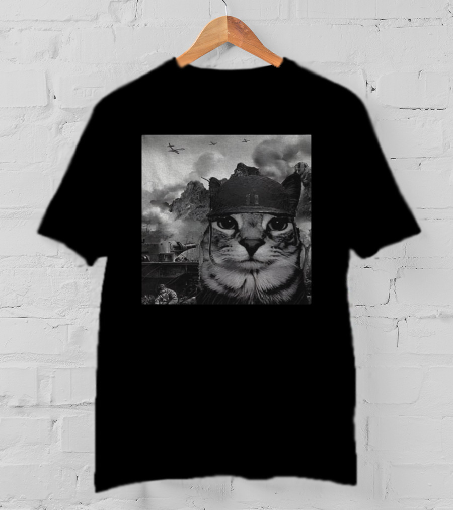 War Cat Kitten Soldier Military Battlefield Meme T-Shirt