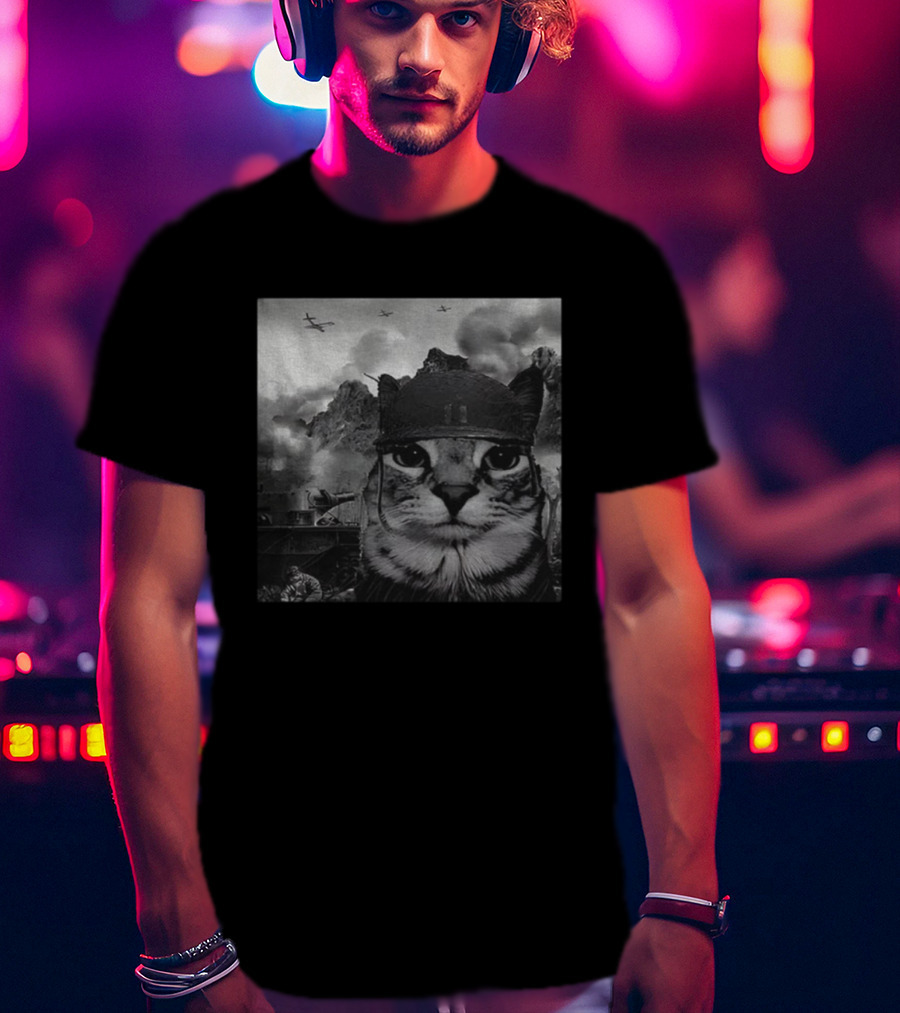 War Cat Kitten Soldier Military Battlefield Meme T-Shirt
