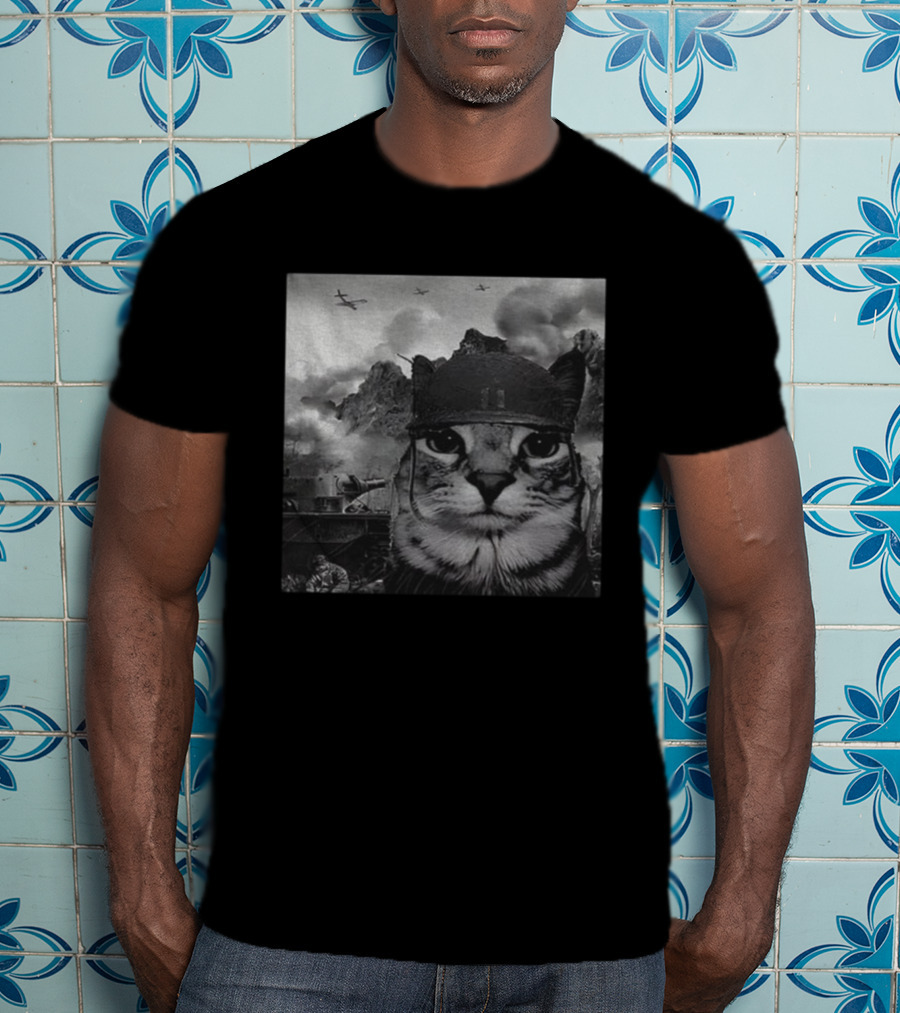 War Cat Kitten Soldier Military Battlefield Meme T-Shirt