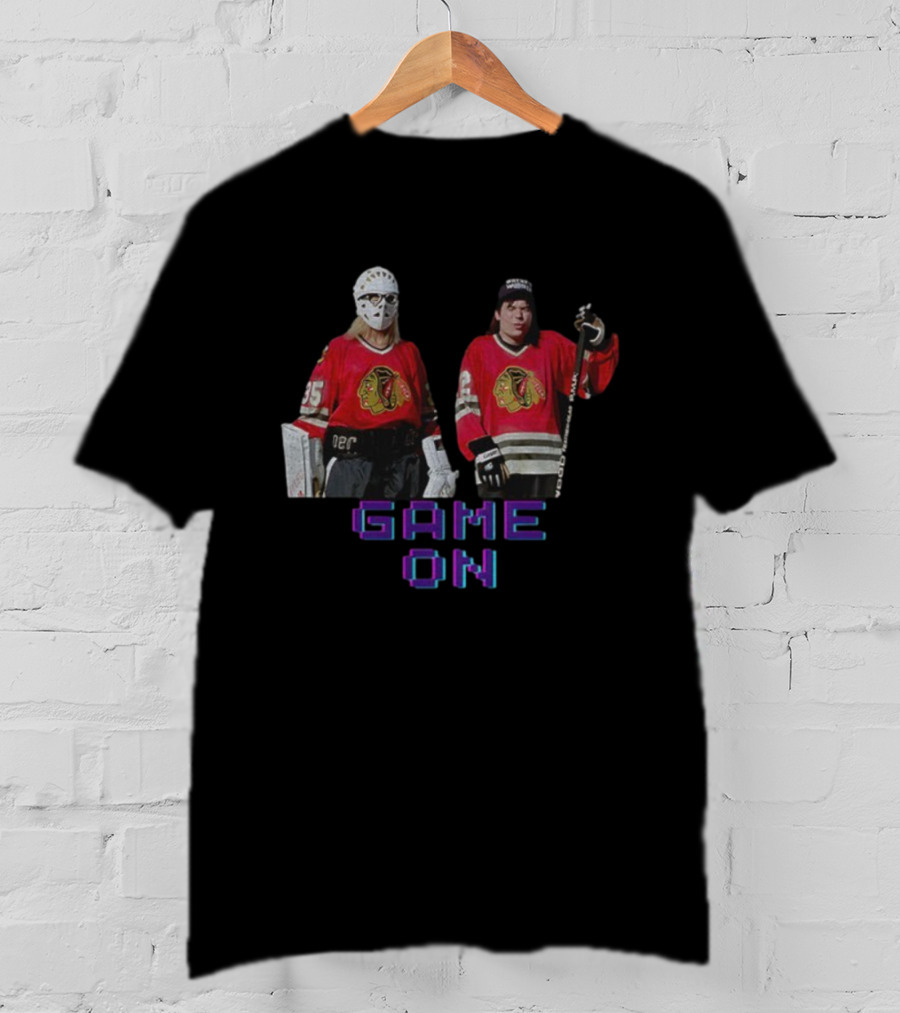 Wayne's World Game On 90s Movie Street Hockey Chicago Blackhawks T-Shirt