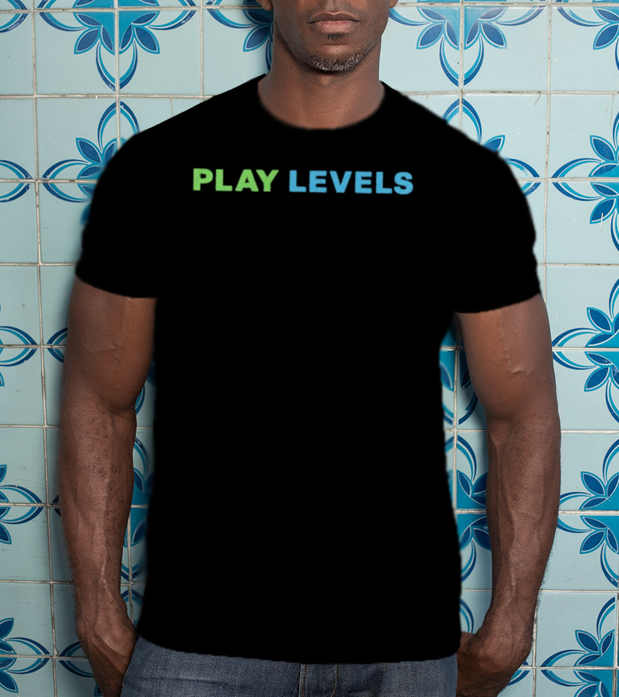 PLAY LEVELS Neon Green And Blue Gamers Aesthetic T-Shirt