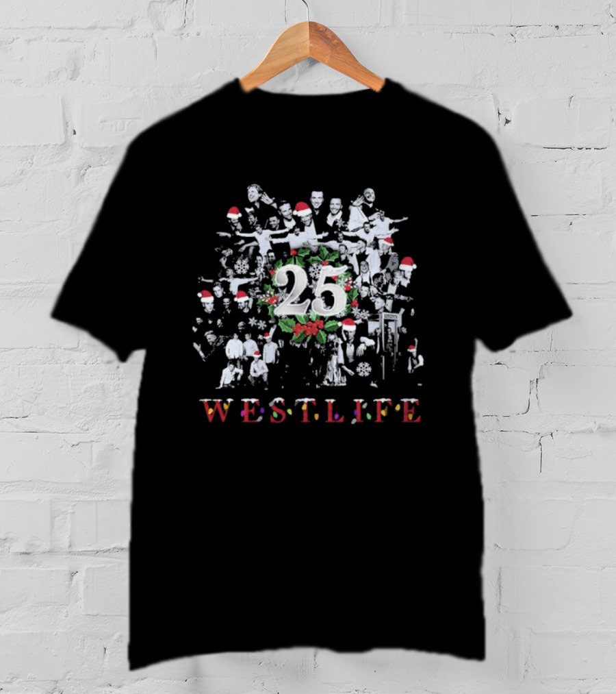 Westlife 25 Ultimate Christmas Celebration With Santa Hats T-Shirt
