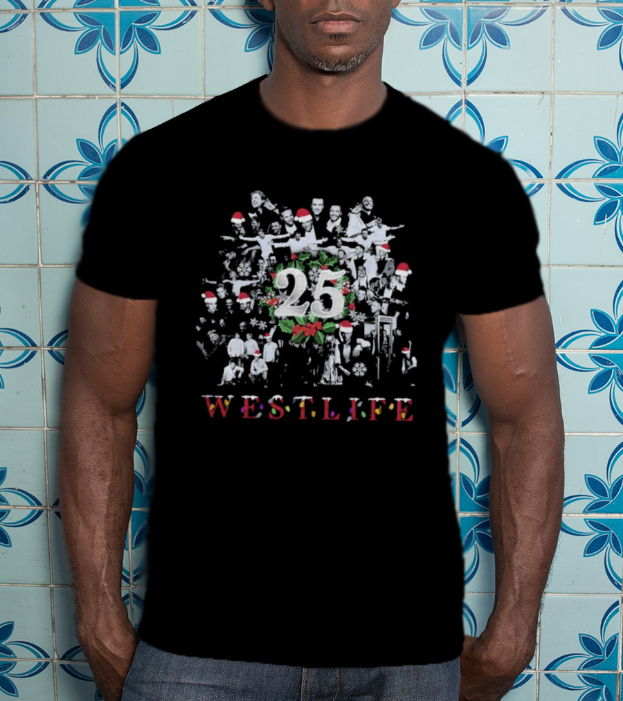 Westlife 25 Ultimate Christmas Celebration With Santa Hats T-Shirt
