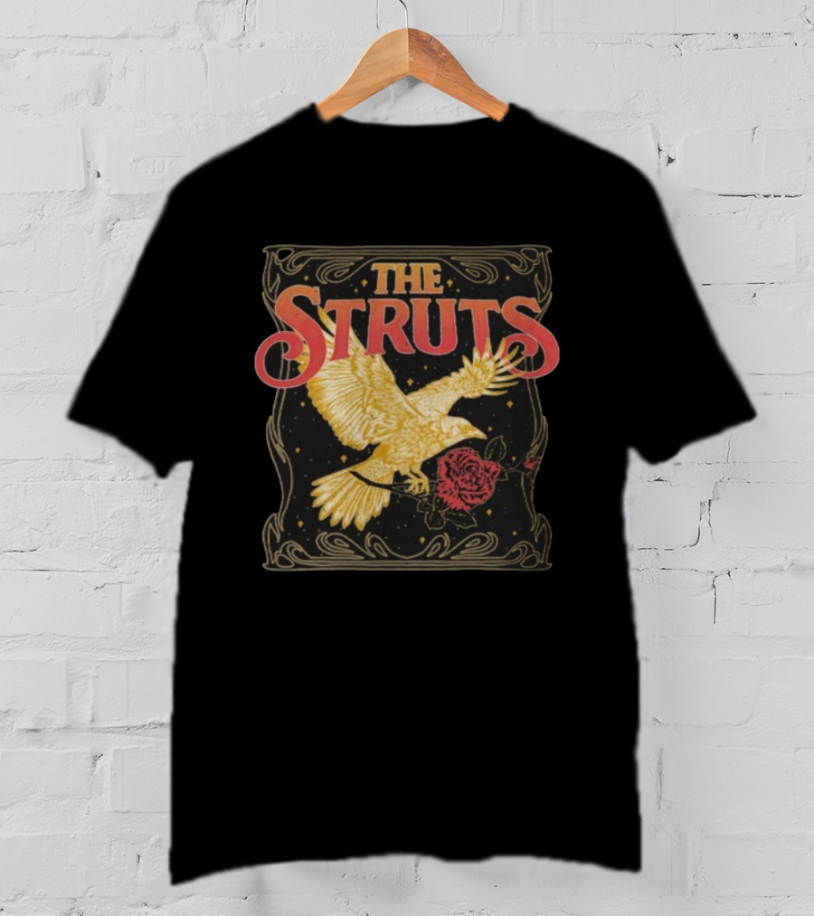 The Struts Golden Raven Holding Rose Vintage Art Deco Style T-Shirt