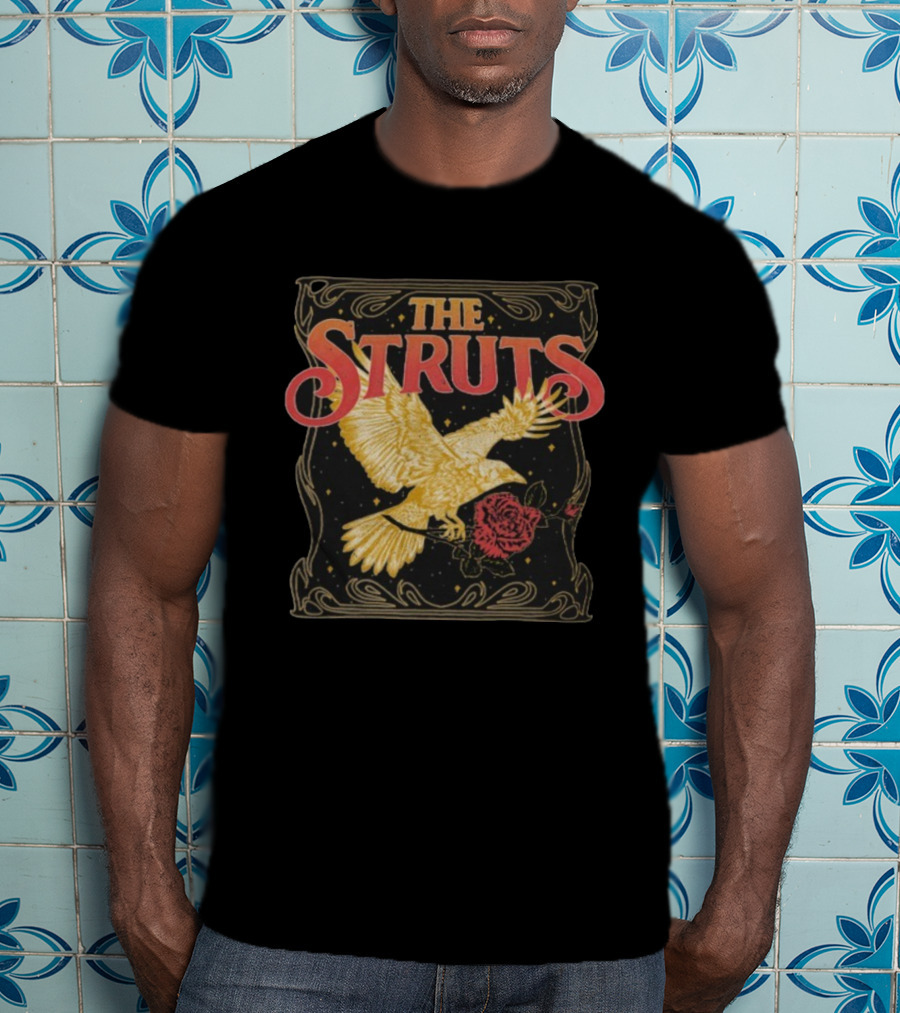 The Struts Golden Raven Holding Rose Vintage Art Deco Style T-Shirt