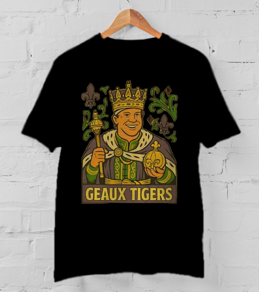 Geaux Tigers King Kiffin Lane LSU Football Cartoon Fleur-de-lis Royalty Theme T-Shirt