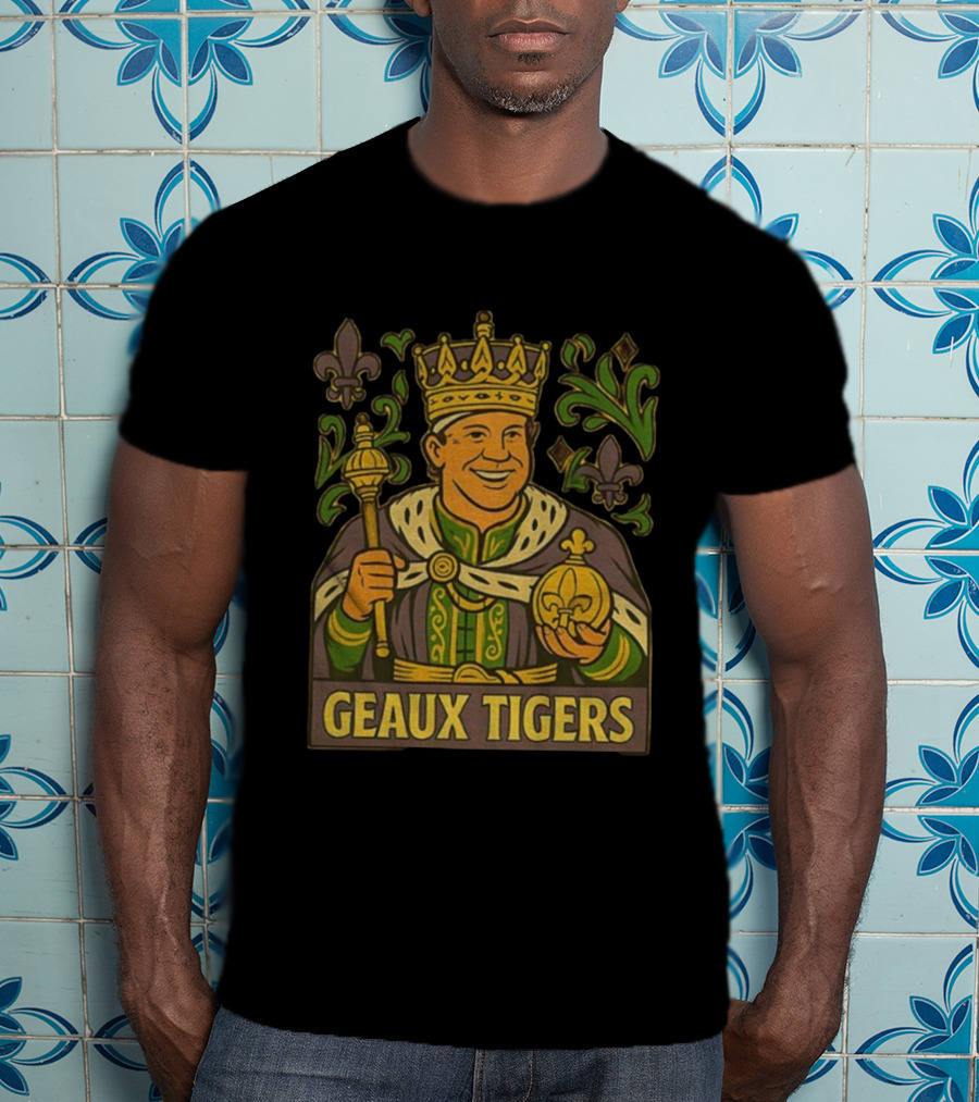 Geaux Tigers King Kiffin Lane LSU Football Cartoon Fleur-de-lis Royalty Theme T-Shirt