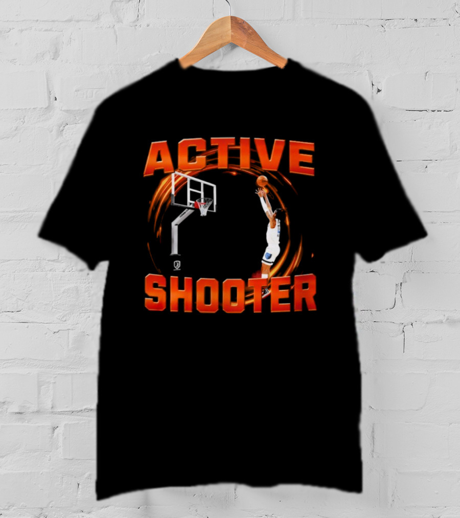 Active Shooter Basketball Dunk Motion Red Swirl T-Shirt