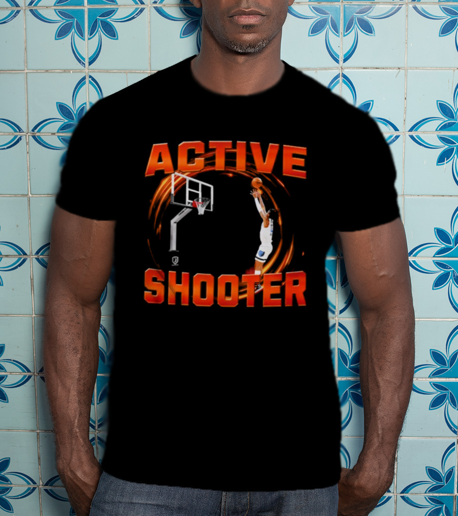 Active Shooter Basketball Dunk Motion Red Swirl T-Shirt